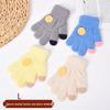 Children's Winter Smiley Face Fleece-Lined Knit Gloves - Warm, Thickened Five-Finger Design for Outdoor Sports.