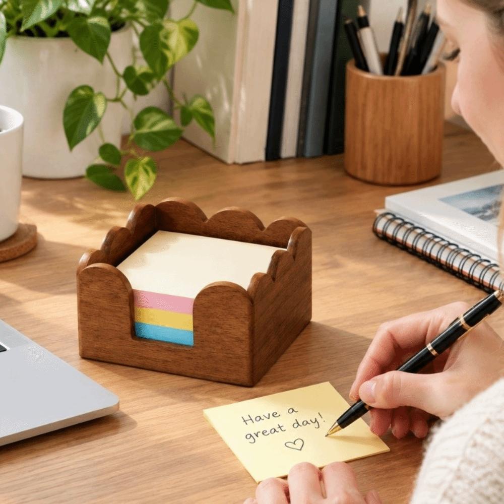 Space Saving Sticky Note Holder Non-slip Memo Pad Dispenser Office Storage Box Desk Work