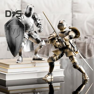 Средневековый рыцарь Фигурка с аксессуарами Подвижные суставы Модель рыцаря Игрушка Шарнирный робот Манекен Фигурка Украшение для дома и офиса Орнамент