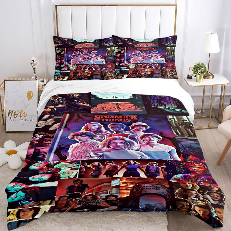 Stranger Things Collage Print 3Pcs Bedding Setduvet Cover With 2 Bedropillowcase Home Birthday Gift
