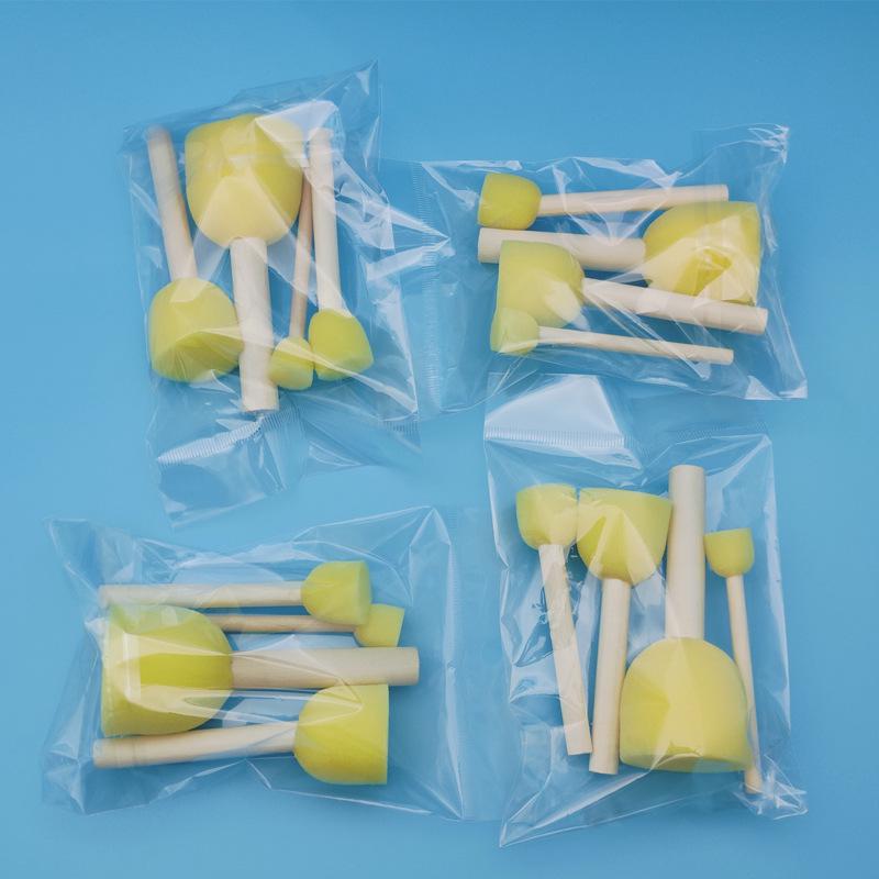 Деревянная ручка Губка-гриб Кисть для рисования для детей - DIY и инструмент для художественного штампа