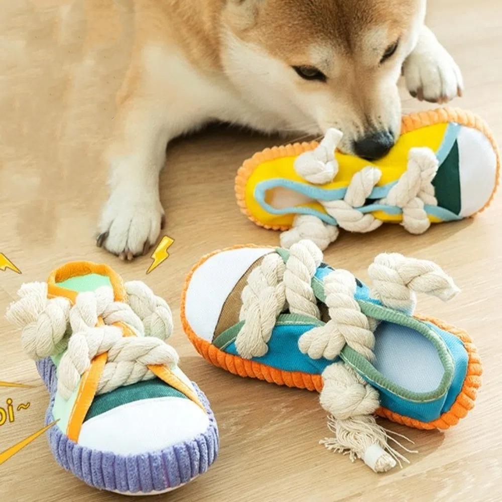 with Cotton Rope Dog Teeth Grinding Slippers Bite Resistant Dog Sound Making Toys  Relieve Boredom