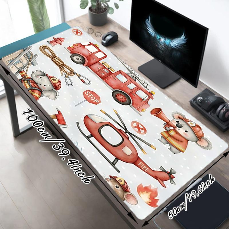 Fire Safety Xl Gaming Mouse Pad Nonslip Rubber Base Stitched Edge Waterproof Desk Mat For Pc Laptop Gamer Office Computer Accessories C92728