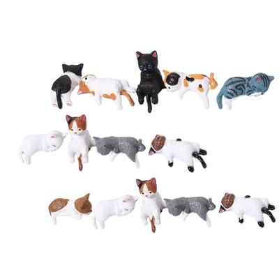 Смоляная фигурка кошки Маленькая скульптура животного Миниатюрные настольные украшения для интерьера Полка Монитор Автомобиль Ноутбук Офис