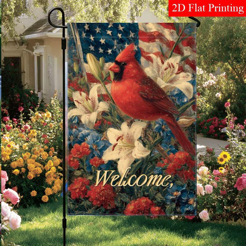 Taotao0635 Pioneer A Red And Blue Flower Background with an Ame CC1FBE8F-C39B-4A98-A38A-3AC9838FA467 4-28X40 Inch Outdoor Garden Flag Double-Sided Hom