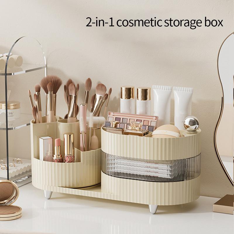 360° Rotating Cosmetic Storage Box Makeup Drawer Organizer Dresser Skincare Products Storage Box Sundries Sorting Container