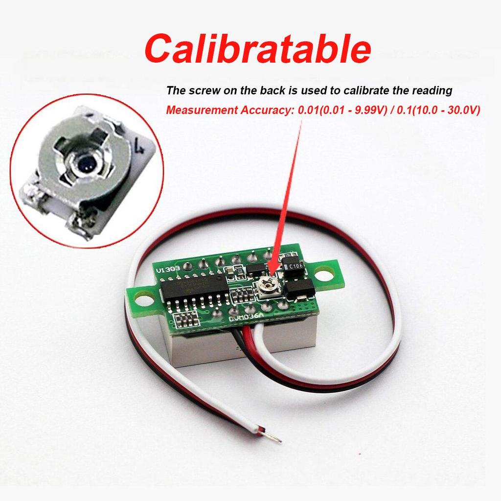 bayite Pack of 5 Three-Wire Calibratable DC 0~30V Red Digital Mini Voltmeter Gauge Tester Mount Car Motorcycle Battery Monitor Volt Voltage Meter