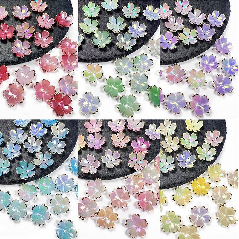 50Pcs New 19MM Acrylic Cherry Blossoms Flower Beads Petals Charm Connectors Diy Earrings Hair Jewelry Making Resin Acessories