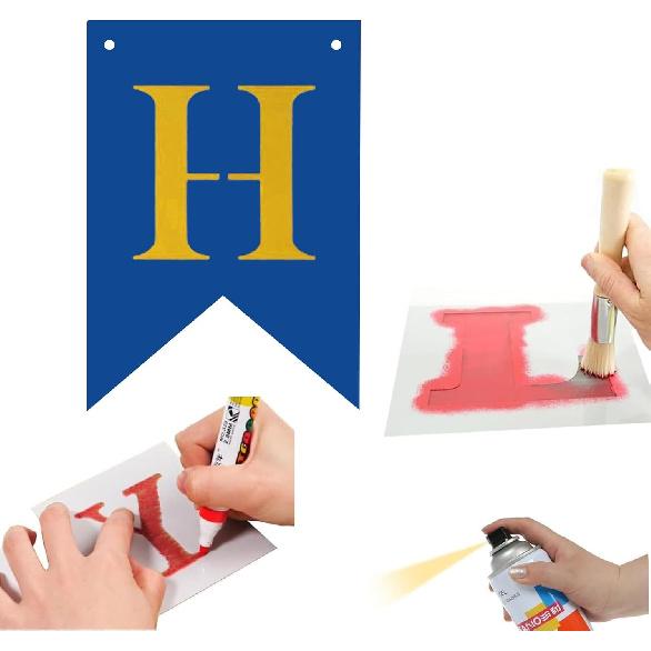 Blue Banner kit, Phrase Banner, ize Your Party Banner Signs, Handwriting Banners Party Supplies Unique Decor With Letters A~Z and heart Stencil