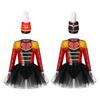 Kids Performance Costume Honour Guard Set Tutu Leotard with Feather Hat for Dress Up
