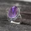 Кольцо с овальным драгоценным камнем с аметистом, дизайнерское кольцо ручной работы, ювелирное кольцо из стерлингового серебра 925 пробы в подарок на день рождения на продажу