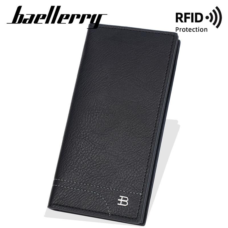 Baellerry RFID Защита Противоугонные Длинные Кошельки для Мужчин Винтажный Дизайн Держатель для Визиток Бизнес Кошелек для Денег GZW