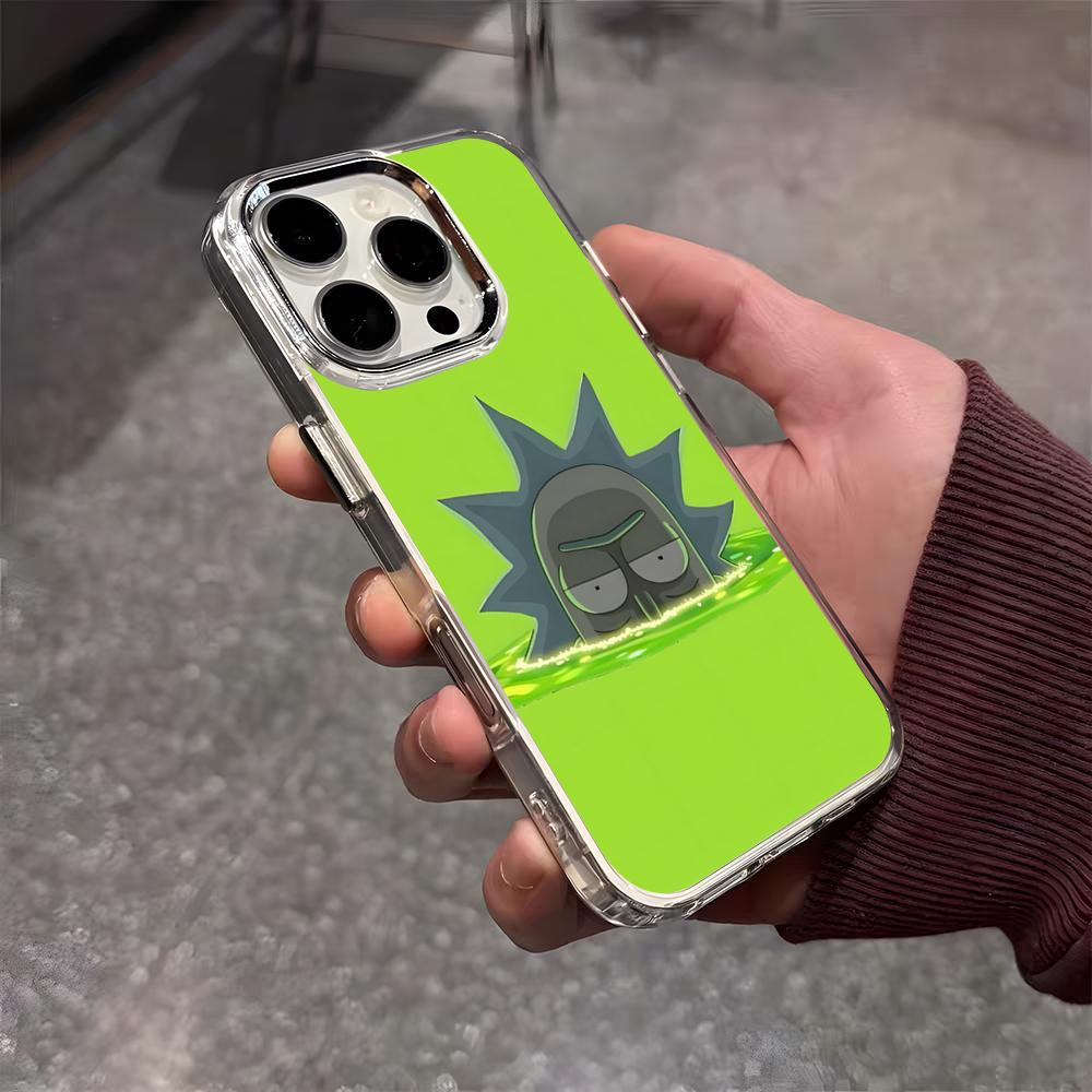 Mad Scientist R-Ricks Phone Case For IPhone 17 Air 16 E 15 14 13 12 11 Plus Pro Max Electroplated Transparent Soft Shell