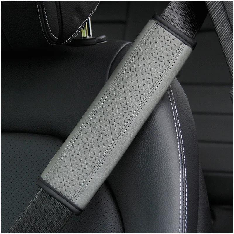 1/2Pcs PU Leather Car Seat Belt Shoulder Cover Embossed Safety Belt Protective Cover Comfortable Embroidered Auto Seatbelt Trim