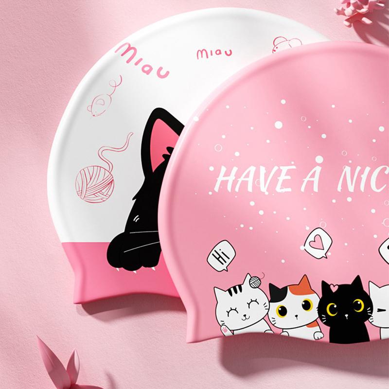 Мультяшные шапочки для плавания Водонепроницаемые с принтом Милые детские шапочки для плавания для мальчиков и девочек Защита ушей Шапочка для плавания Аксессуары для бассейна