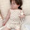 Комплекты детской одежды Летние костюмы на бретелях для малышек Хлопковые с принтом Топы-футболки и шорты для малышей Спортивный костюм для младенцев Комплекты для новорожденных