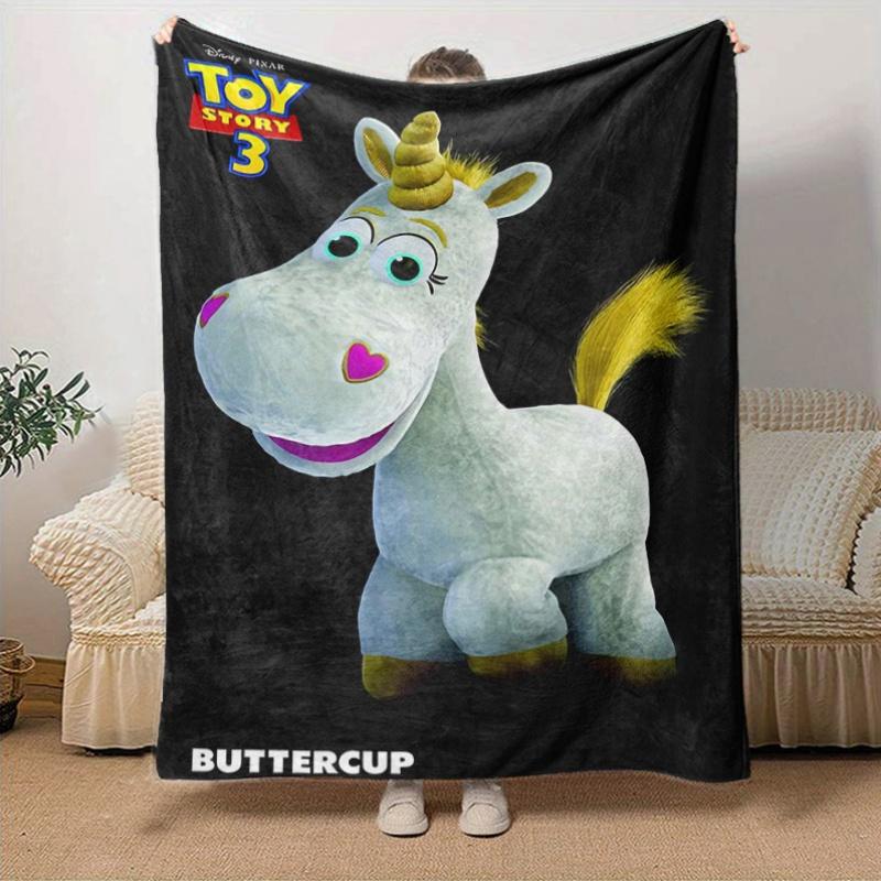 1pc, Toy Story 3 Buttercup Unicorn Blanket Home Decor, Couch Blanket, Outdoor Throw, Gift for Friends, Flannel Coverlet, Suitable for Bedroom