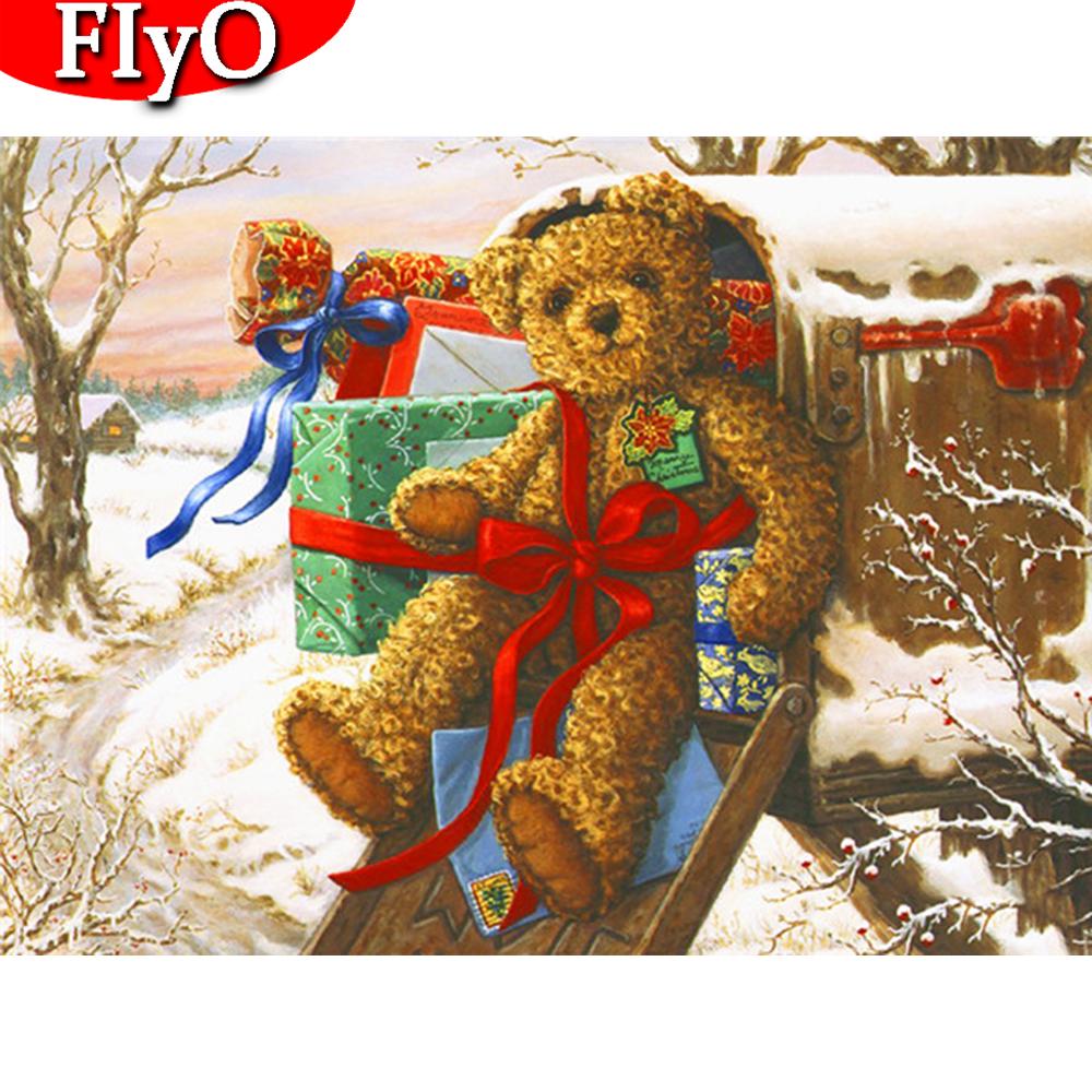 DIY алмазная живопись Рождественский медведь рукоделие Искусство Алмазная вышивка мультфильм вышивка крестиком мозаика Снежный декор для дома