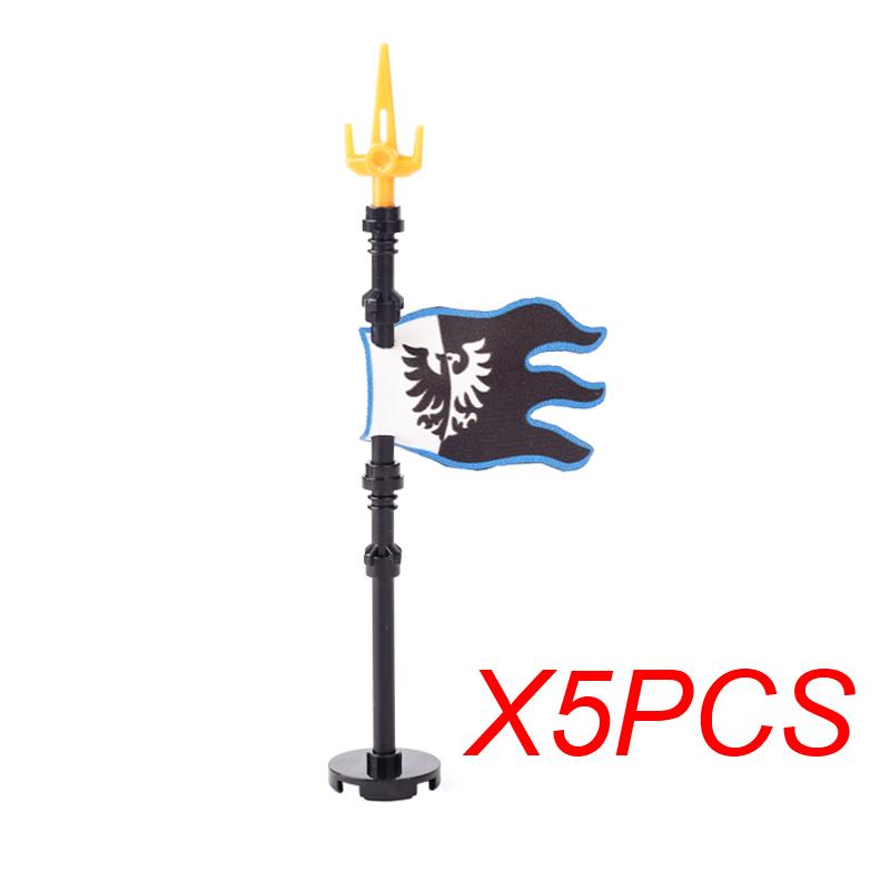 MOC Medieval Red Lion Black Eagle Castle Soldier Knight Horse Mount Building Block Military Figure Vest Armor Flag Toy Gift