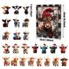 Christmas Advent Calendar 24 Pcs Highland Cow Ornaments 2D Acrylic Cute Animal Christmas Tree Decorations Xmas Countdown Gifts