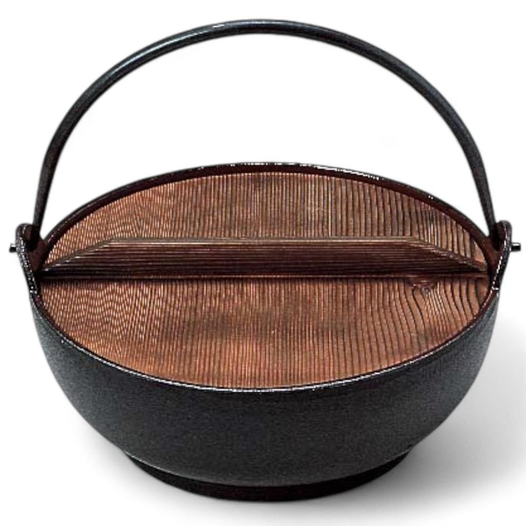 J-kitchens IH Compatible Classic Camping Pot, 15cm, Irori (Irori) Style, Brown Enamel Interior, 14.3x14.3x5.5cm, Iron, Made in Japan