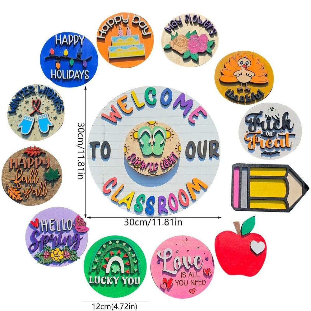 Cartoon Welcome To Our Classroom Sign Wooden Door Hanging Ornament Welcome Door Signs  Classroom