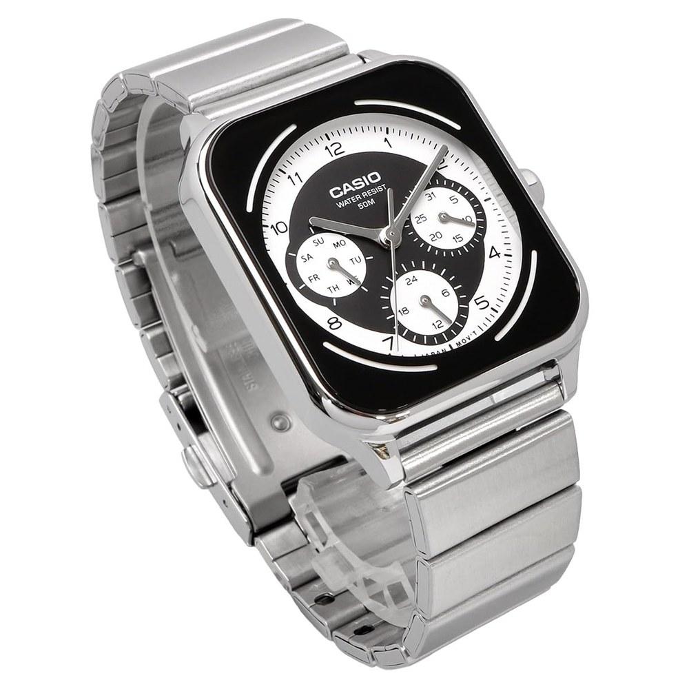 Casio Стандартные мужские часы MTP-M307D-1BV Круглые Прямоугольные 24-часовые Многофункциональные Аналоговые Черные
