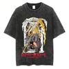 Classic Anime Death Note Graphic Washed Oversized Tshirts Women Men Heavyweight Cotton Streetwear Short Sleeved Female Male Tee