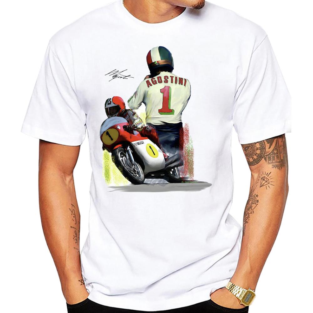Giacomo Agostini Gp 500cc Legend 70s Retro Tshirt Unisex T Shirts Adventure Riding Sport Boy Casual Tees Motorcycle White Tops