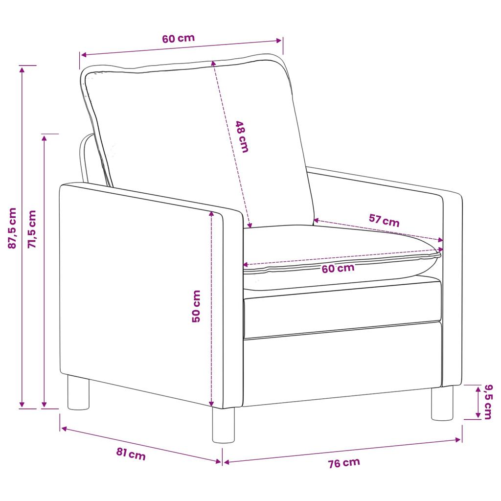 Sofa Light Grey 76 x 81 x 87.5 cm Polyester
