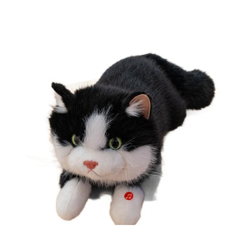 Simulated Cat Plush Doll With Sound Function Children Companion Toy For Kids And Teens Gift