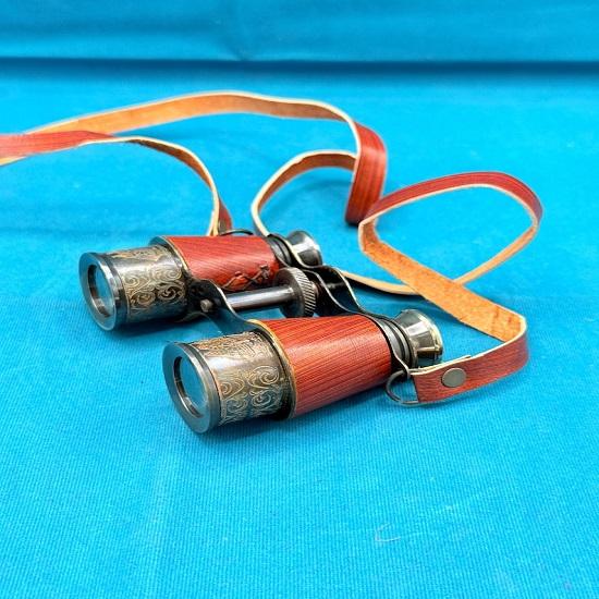 Maritime Brass Binocular Nautical  Spyglass Scope with Genuine Leather Box Hanging  Nautical  Monocular