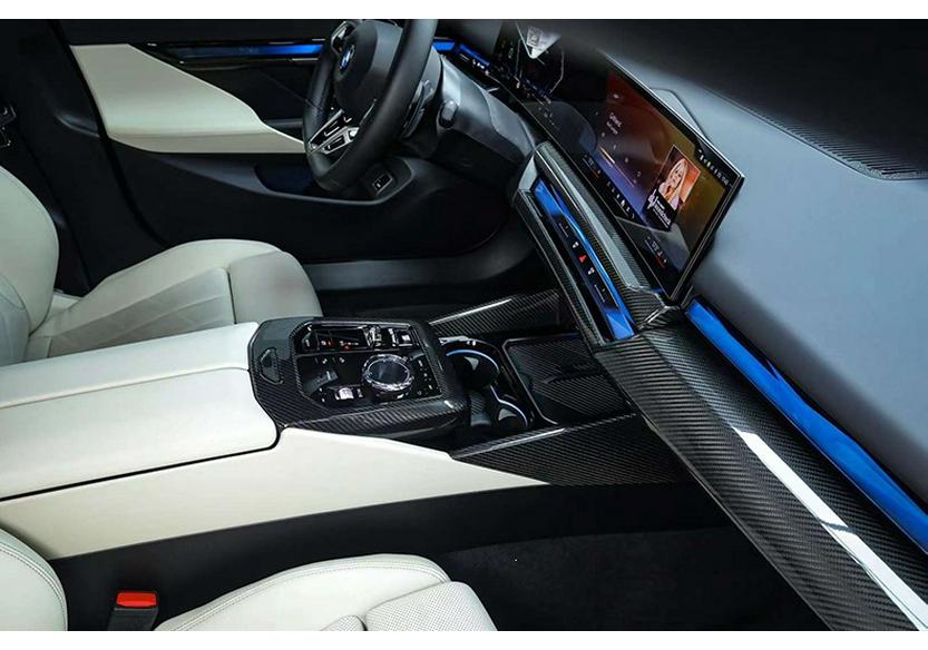 BMW 5 Series Carbon Fiber Interior Trim Kit: Center Console & Dashboard Strips for G60/G68