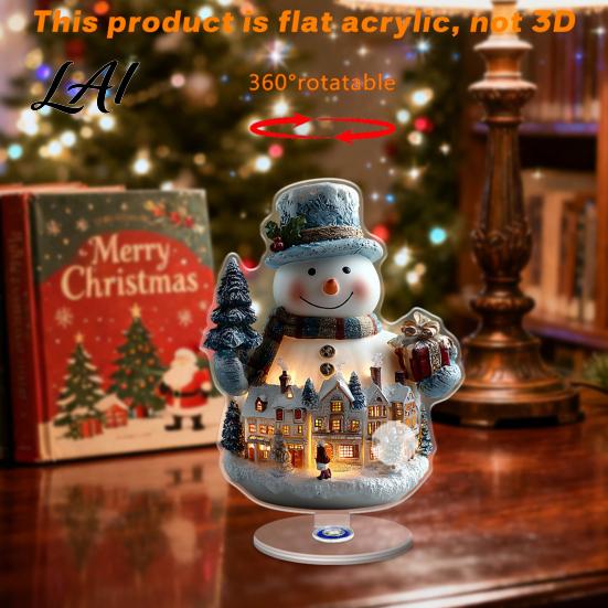 Festive Desktop Decor Acrylic Ferris Wheel Christmas Ornament 360° Rotating Snow House Tabletop Holiday Ornaments Decor Decoration for Offices Home