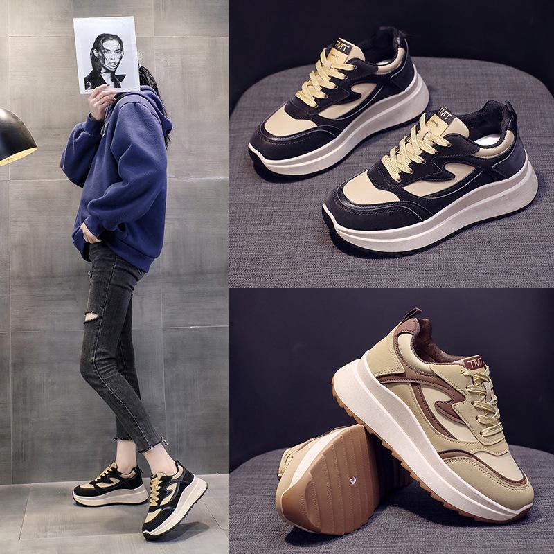 Повседневные кроссовки женские 2024 весна-лето новая корейская версия модные повседневные толстые подошвы дышащие студенческие кроссовки