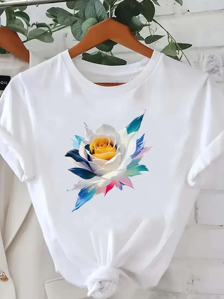 (Азиатский размер) трендовая милая футболка футболка топ одежда мода женская повседневная с принтом леди женская графическая с коротким рукавом футболки