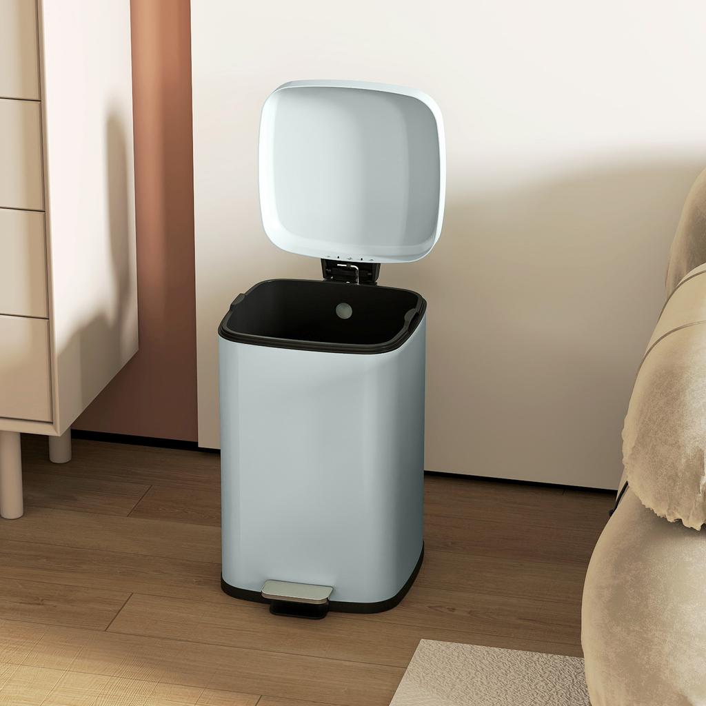 20L Modern Boxy Metal Home Kitchen Bin - Light Green