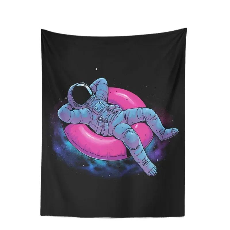 Space Skateboarding Astronaut Tapestry  Unique Cosmic Design Perfect for Bedroom Decor Large Wall Hanging Artwork