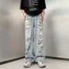 Мужские винтажные прямые джинсы Y2K в американском стиле, свободные рваные джинсы с высокой талией, уличные брюки в стиле хип-хоп