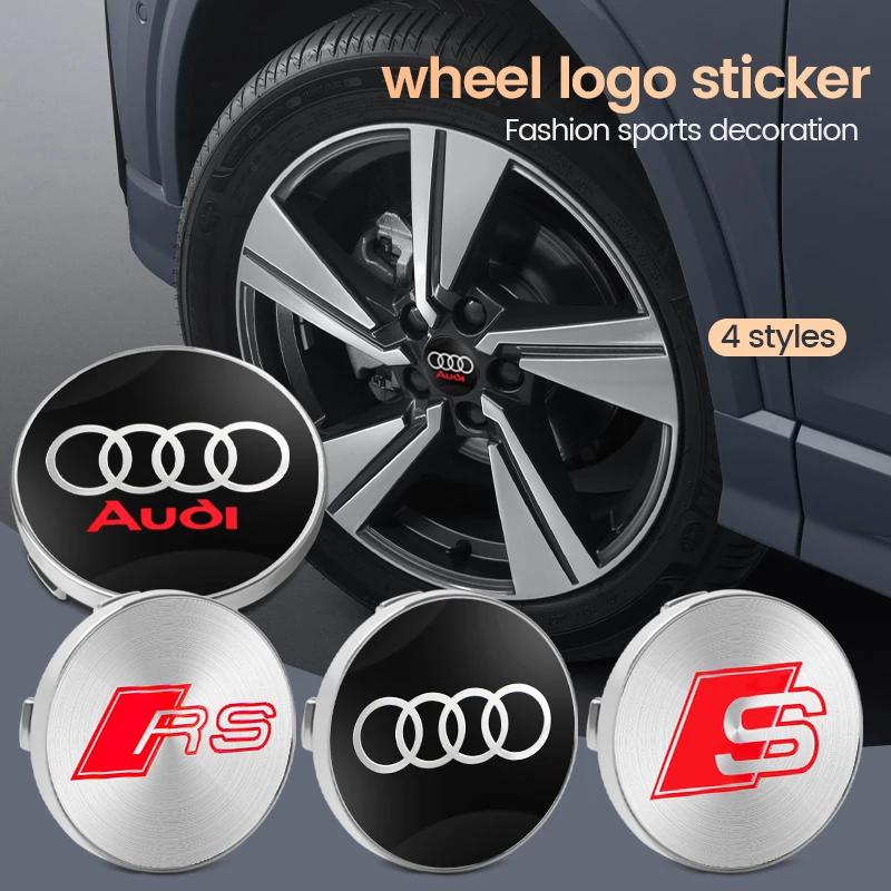 4pcs 60mm Car Wheel Center Hub Stickers 60/68mm Car Wheel Center Hub Caps Auto Decoration Accessories For Audi S RS A3 A4 A1