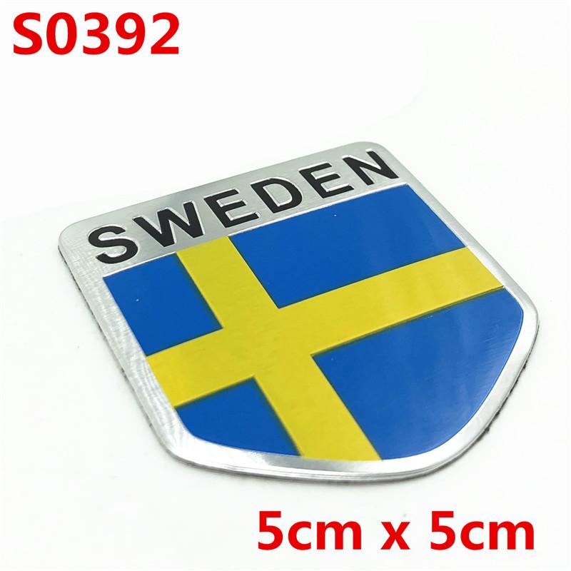 1Pc Aluminum Sweden Flag Car Styling Sticker Emblem Decal Badge SE Cars Body Window Door for V70 XC60 S60 V60 V40 VW Golf