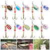 10Pcs 6CM/3.3G Fishing Spoon Lure with Treble Hook Metal Spinning Sequin Long Casting Colorful Spinner Bait Rig Saltwater Freshwater Fishing