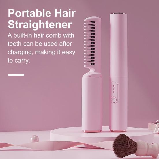 Щетка-выпрямитель для волос, 3 температуры, быстрый нагрев, аккумуляторная беспроводная отрицательные ионы, тип C, горячая щетка, электрическая расческа для вьющихся волос