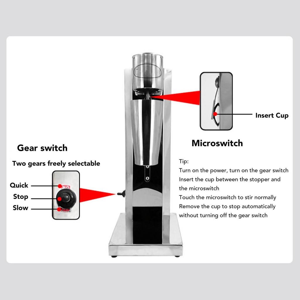 180 Вт 18000 об/мин Машина для приготовления молочных коктейлей Тихий Электрический Миксер для Молочных Коктейлей из Нержавеющей Стали с Чашкой 800 мл для Кухни Коммерческий