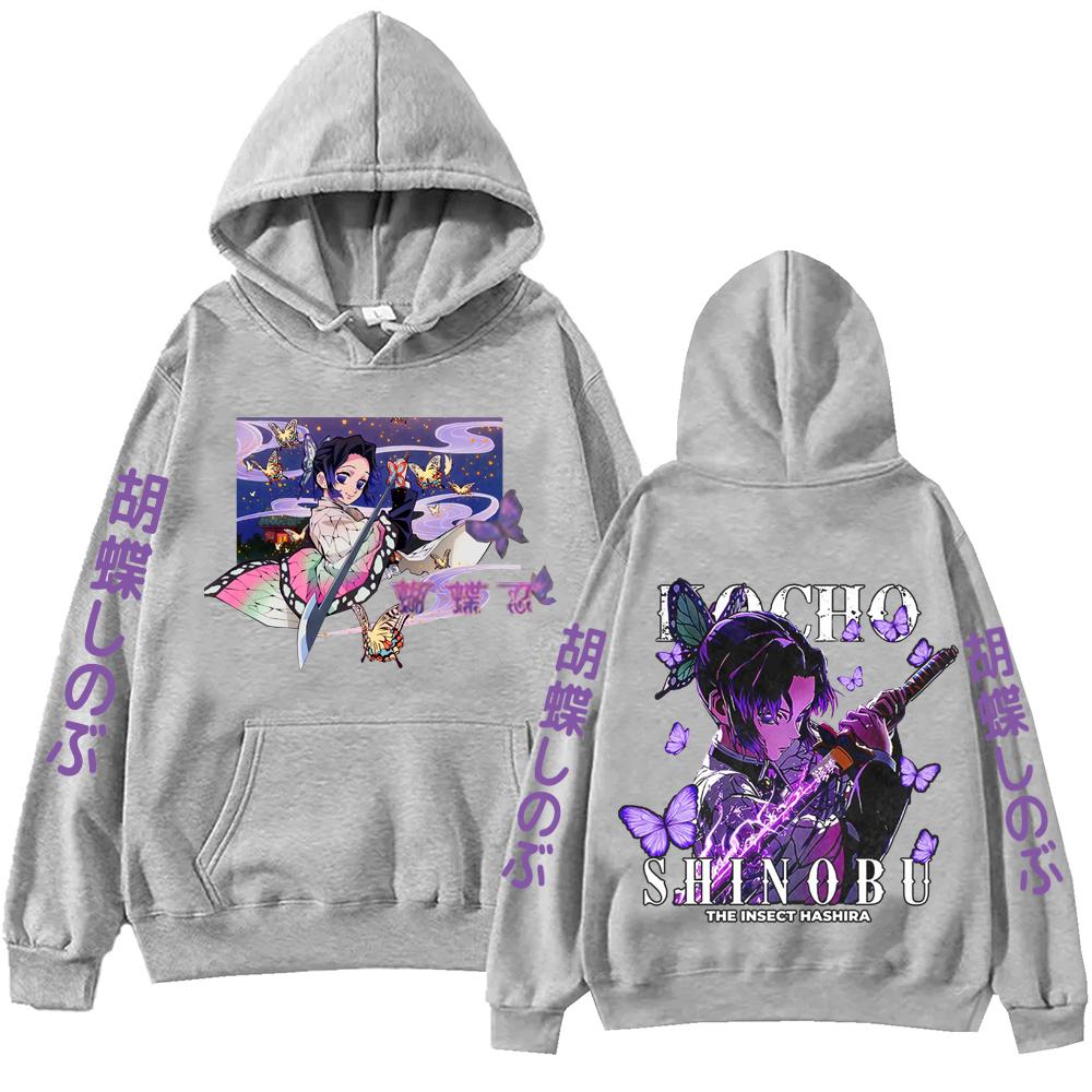 Anime Demon Slayer Kochou Shinobu Hoodie Harajuku Hip Hop Pullover Tops Sweatshirt Gift