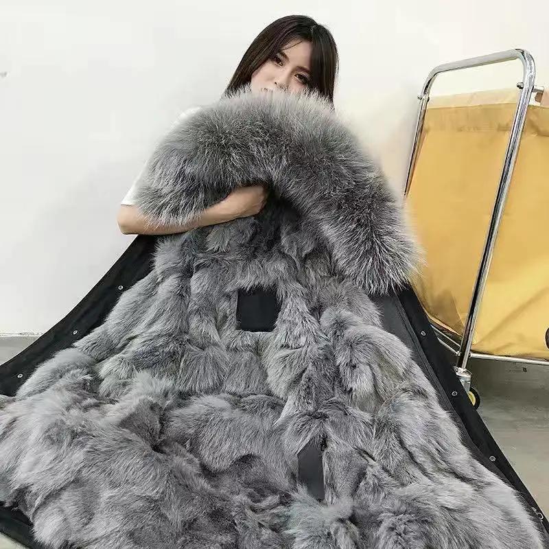 WTEMPO Осень-зима Женские свободные съемные пальто с подкладкой из искусственного меха, большие размеры, однотонные повседневные куртки с капюшоном, женские теплые длинные парки
