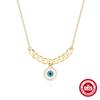 Sterling Evil Eye Pendant Necklace With Turquoise Stone Gold Plated O-Link Chain Women Daily Wear