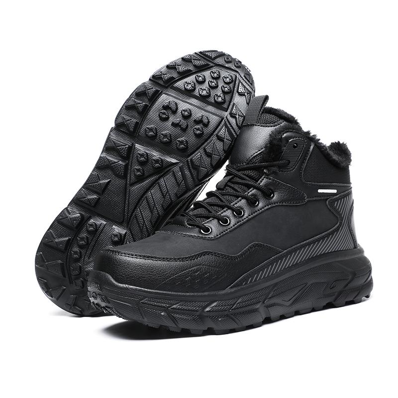 Большие размеры походные ботинки для мужчин и женщин, нескользящие, со шнуровкой, для скалолазания, зимние, черные, теплые, меховые, размер 48, походная обувь