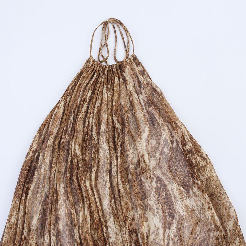 Kaslead New Arrival Women's Clothing Fashion Style Fashion Minimalist Print Hanging Collar Dress 3754825