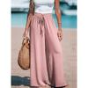 Solid Color Elastic Waistband Tied Pants Pure Color Elastic Waist Tie Pants Female